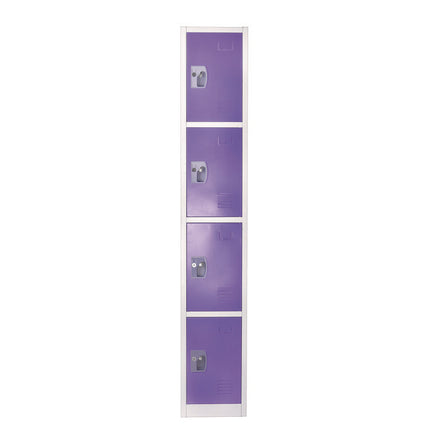 Steel Storage Locker, 4 Compartment, 12 x 12 x 72, Purple