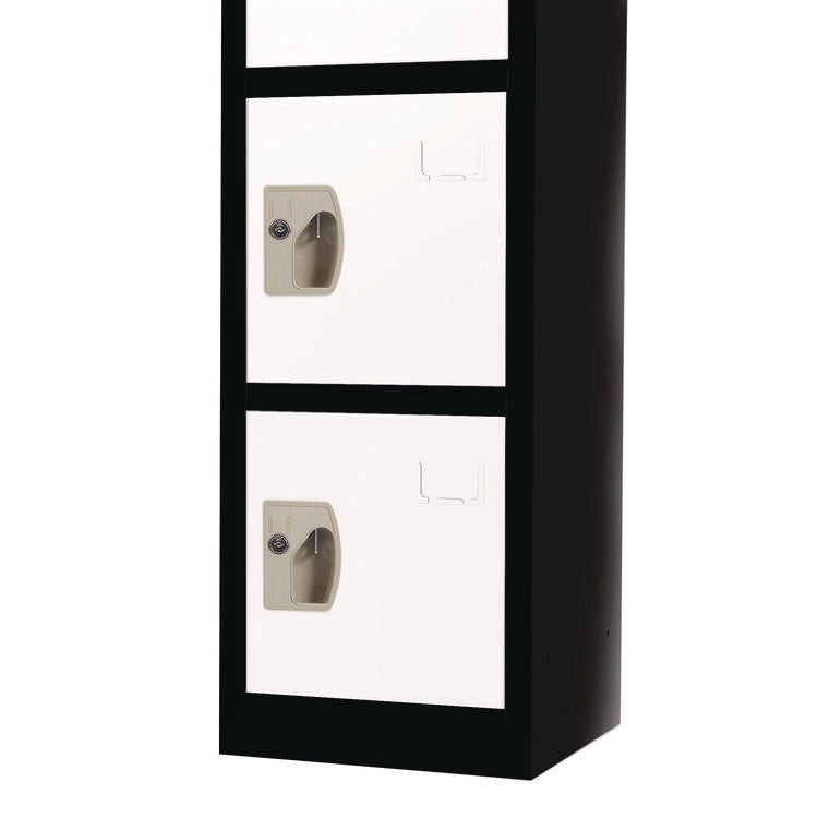 Steel Storage Locker, 6 Compartment, 12 x 12 x 72, Black Body/White Doors