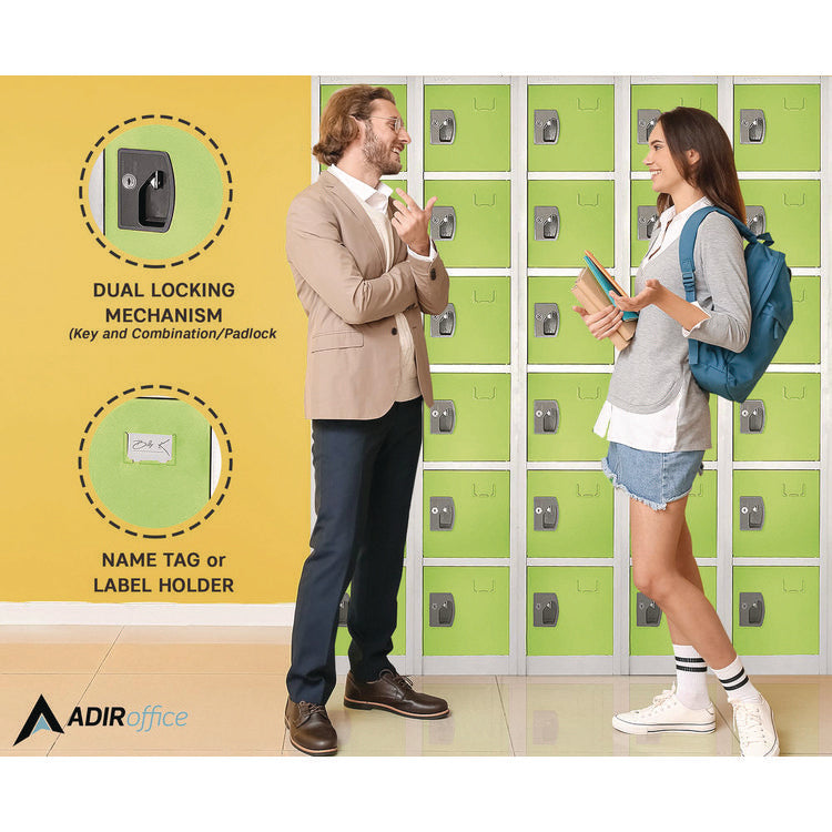 Steel Storage Locker, 6 Compartment, 12 x 12 x 72, Green