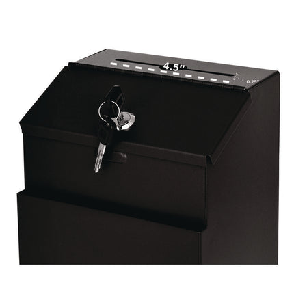 Wall Mountable Steel Suggestion Secure Drop Box with Key, 7 x 6 x 8.5, Stainless Steel 304, Black