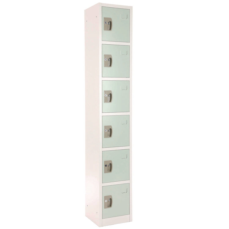 Steel Storage Locker, 6 Compartment, 12 x 12 x 72, Misty Green