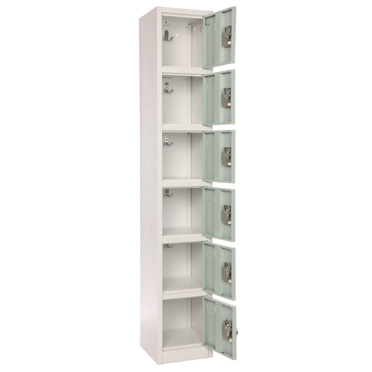 Steel Storage Locker, 6 Compartment, 12 x 12 x 72, Misty Green