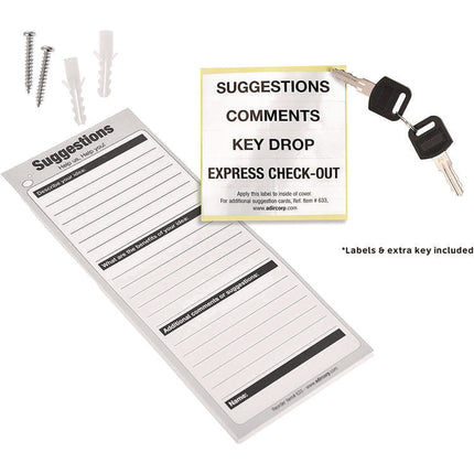 Wall Mountable Steel Suggestion Secure Drop Box with Key, 7 x 6 x 8.5, Stainless Steel 304, Blue