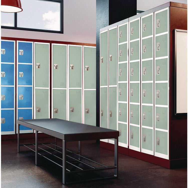 Steel Storage Locker, 6 Compartment, 12 x 12 x 72, Misty Green