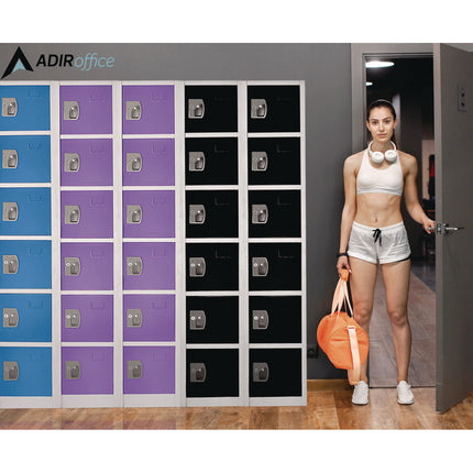 Steel Storage Locker, 6 Compartment, 12 x 12 x 72, Purple