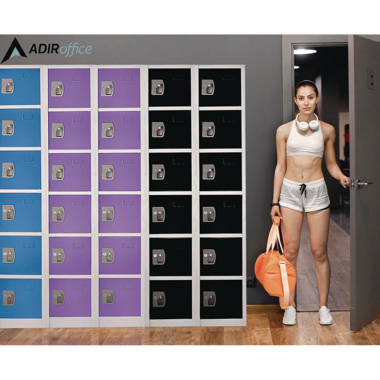 Steel Storage Locker, 6 Compartment, 12 x 12 x 72, Purple