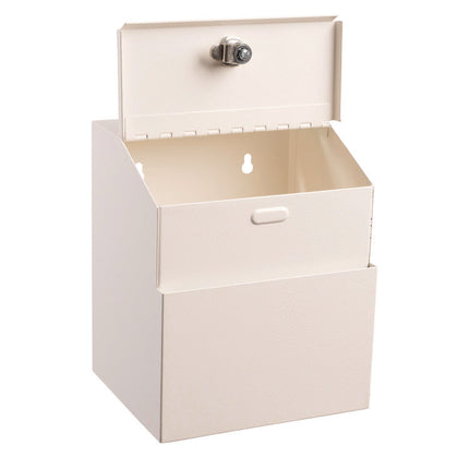 Wall Mountable Steel Suggestion Secure Drop Box with Key, 7 x 6 x 8.5, Stainless Steel 304, White