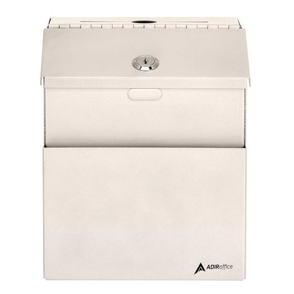 Wall Mountable Steel Suggestion Secure Drop Box with Key, 7 x 6 x 8.5, Stainless Steel 304, White