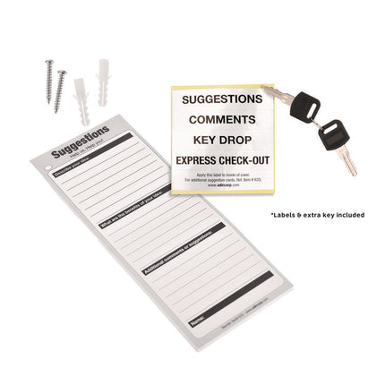 Wall Mountable Steel Suggestion Secure Drop Box with Key, 7 x 6 x 8.5, Stainless Steel 304, White