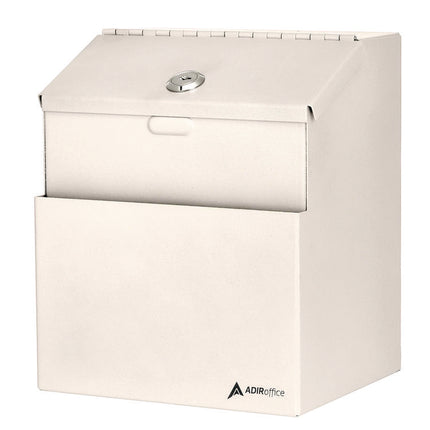 Wall Mountable Steel Suggestion Secure Drop Box with Key, 7 x 6 x 8.5, Stainless Steel 304, White