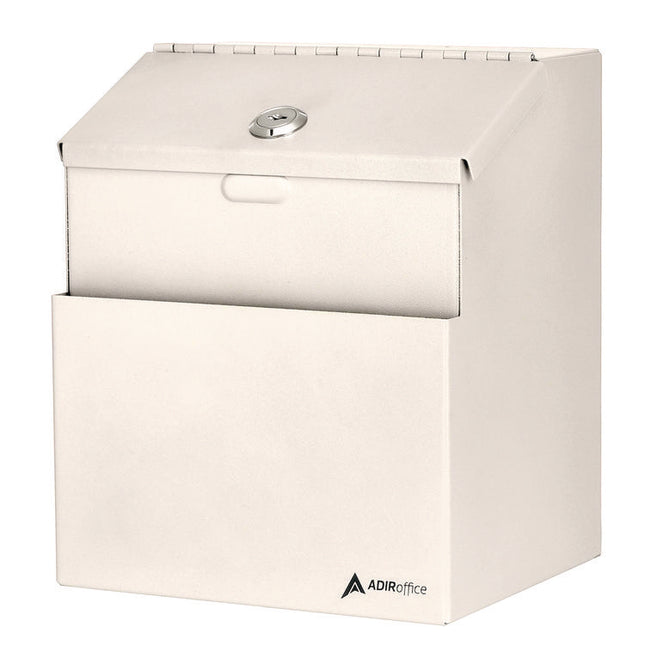Wall Mountable Steel Suggestion Secure Drop Box with Key, 7 x 6 x 8.5, Stainless Steel 304, White