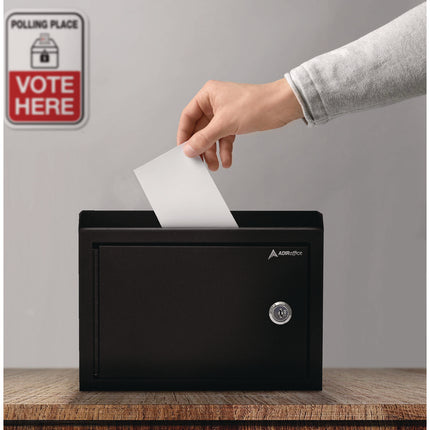 Medium Size Steel Multi-Purpose Secure Drop Box, 9.8 x 3.4 x 7.5, Black