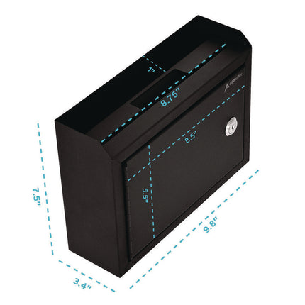 Medium Size Steel Multi-Purpose Secure Drop Box, 9.8 x 3.4 x 7.5, Black