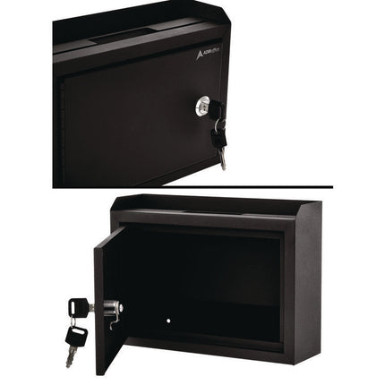 Medium Size Steel Multi-Purpose Secure Drop Box, 9.8 x 3.4 x 7.5, Black