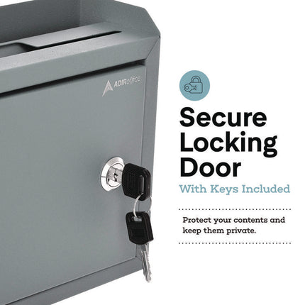 Medium Size Steel Multi-Purpose Secure Drop Box, 9.8 x 3.4 x 7.5, Gray