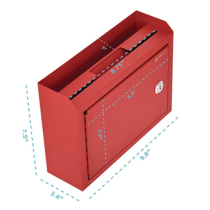 Medium Size Steel Multi-Purpose Secure Drop Box, 9.8 x 3.4 x 7.5, Red