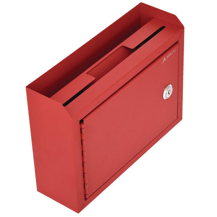 Medium Size Steel Multi-Purpose Secure Drop Box, 9.8 x 3.4 x 7.5, Red