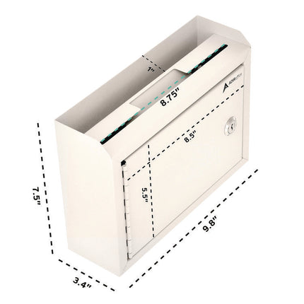 Medium Size Steel Multi-Purpose Secure Drop Box, 9.8 x 3.4 x 7.5, White
