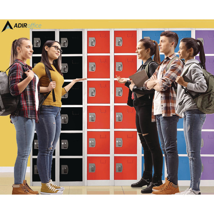 Steel Storage Locker, 6 Compartment, 12 x 12 x 72, Red