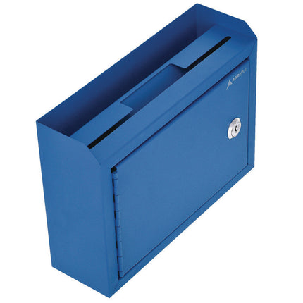 Medium Size Steel Multi-Purpose Secure Drop Box, 9.8 x 3.4 x 7.5, Blue
