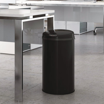 Sensor Trash Can, 8 gal, Plastic/Stainless Steel, Black