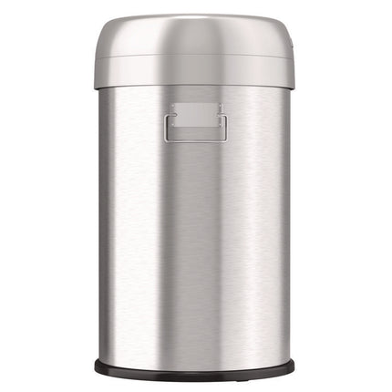 Open Top Trash Can, 13 gal, Plastic/Stainless Steel, Silver