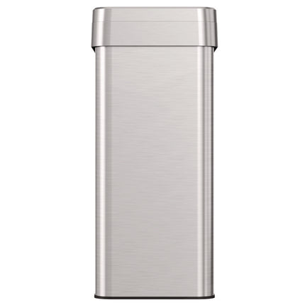 Open Top Trash Can, Rectangular, 16 gal, Plastic/Stainless Steel, Silver