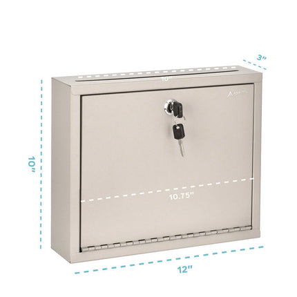 Large Size Steel Multi-Purpose Secure Drop Box, 12 x 3 x 10, Beige