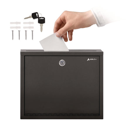 Large Size Steel Multi-Purpose Secure Drop Box, 12 x 3 x 10, Black