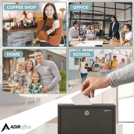 Large Size Steel Multi-Purpose Secure Drop Box, 12 x 3 x 10, Black