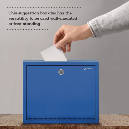 Large Size Steel Multi-Purpose Secure Drop Box, 12 x 3 x10, Blue