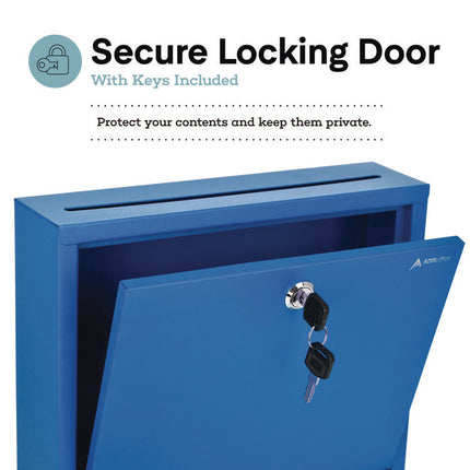 Large Size Steel Multi-Purpose Secure Drop Box, 12 x 3 x10, Blue