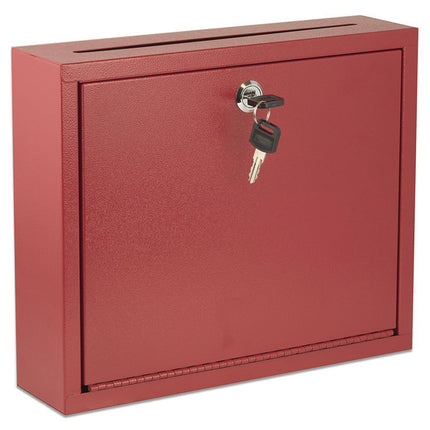 Large Size Steel Multi-Purpose Secure Drop Box, 12 x 3 x 10, Red