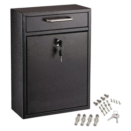 Large Ultimate Secure Drop Box Wall Mounted Mail Box, 11.2 x 4.7 x 16.2, Black