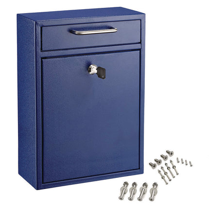 Large Ultimate Secure Drop Box Wall Mounted Mail Box, 11.2 x 4.7 x 16.2, Blue