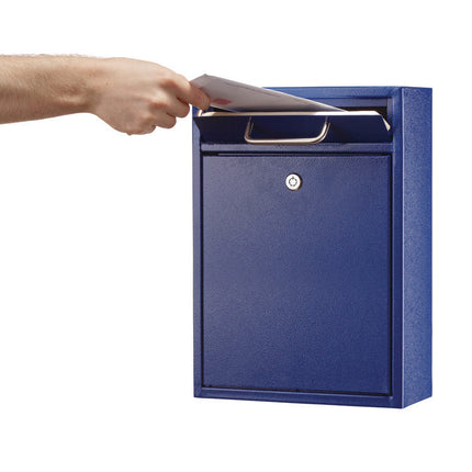 Large Ultimate Secure Drop Box Wall Mounted Mail Box, 11.2 x 4.7 x 16.2, Blue