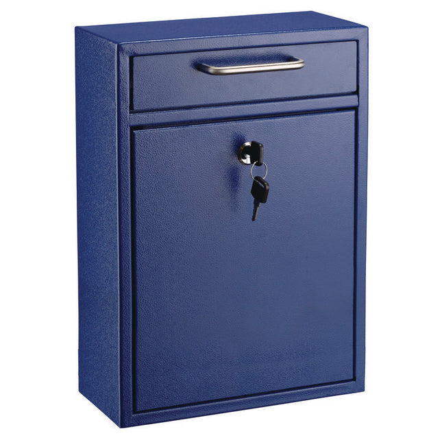 Large Ultimate Secure Drop Box Wall Mounted Mail Box, 11.2 x 4.7 x 16.2, Blue
