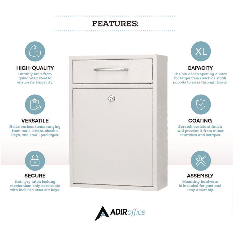 Large Ultimate Secure Drop Box Wall Mounted Mail Box, 11.2 x 4.7 x 16.2, White