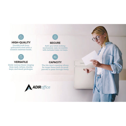 Large Ultimate Secure Drop Box Wall Mounted Mail Box, 11.2 x 4.7 x 16.2, White