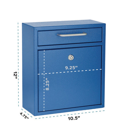 Medium Ultimate Wall Mounted Mail Box, 10.4 x 4.5 x 12, Blue