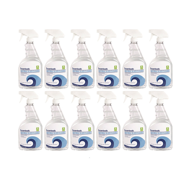 Natural Glass Cleaner, Unscented, 32 oz Trigger Spray Bottle, 12/Carton