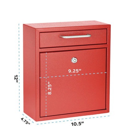 Medium Ultimate Wall Mounted Mail Box, 10.4 x 4.5 x 12, Red
