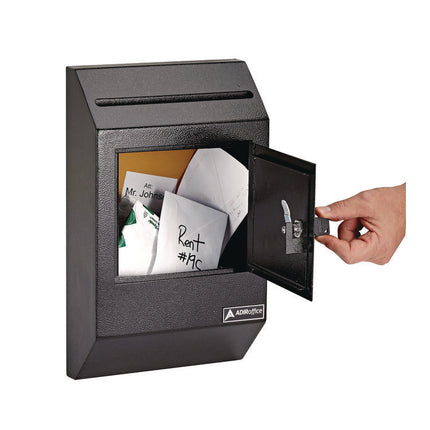 Heavy-Duty Weatherproof Secured Secure Drop Box, 10 x 4 x 16.3, Black