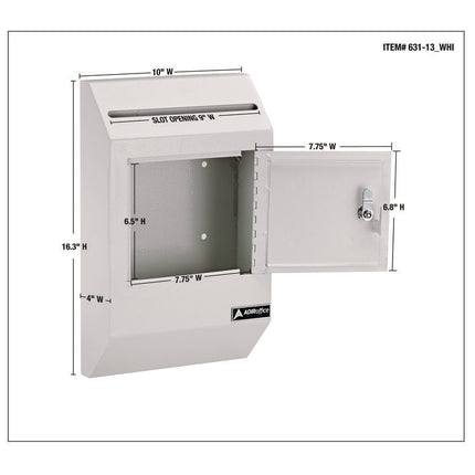 Heavy-Duty Weatherproof Secured Secure Drop Box, 10 x 4 x 16.3, White