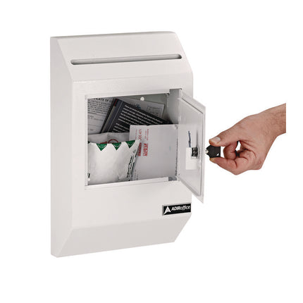 Heavy-Duty Weatherproof Secured Secure Drop Box, 10 x 4 x 16.3, White