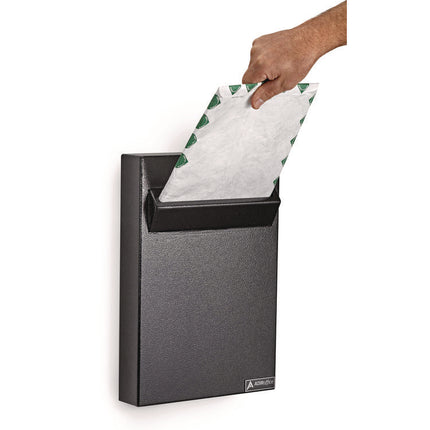 Large Wall Mounted Weatherproof Steel Secure Drop Box, 11 x 2.4 x 16, Black