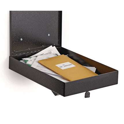 Large Wall Mounted Weatherproof Steel Secure Drop Box, 11 x 2.4 x 16, Black