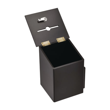 Squared Wood Locking Suggestion Box, 7.25 x 7.5 x 10, Medium Density Fiberboard, Black