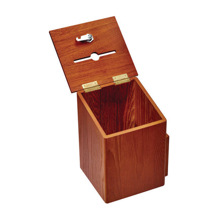 Squared Wood Locking Suggestion Box, 7.25 x 7.5 x 10, Medium Density Fiberboard, Medium Oak