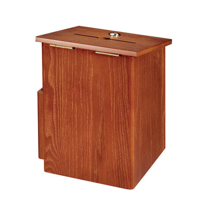 Squared Wood Locking Suggestion Box, 7.25 x 7.5 x 10, Medium Density Fiberboard, Medium Oak
